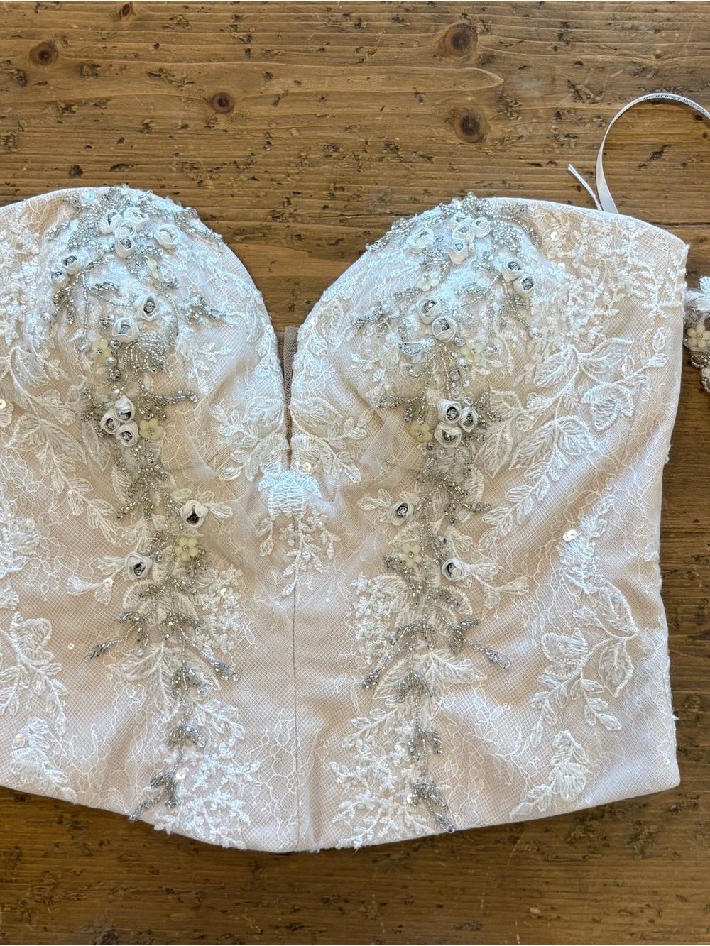 Martina Liana  lace Bridal top with beads and 3d flowers. . Size 14 # cole